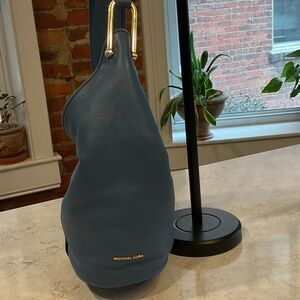 Michael Kors Blue Leather Shoulder Hobo with Gold Hardware